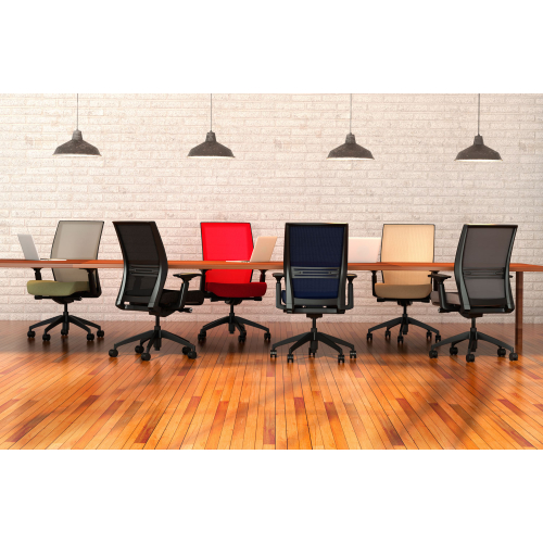 SitOnIt Amplify task chair with medium back, mesh back, green fabric seat, black frame, on wheels-9