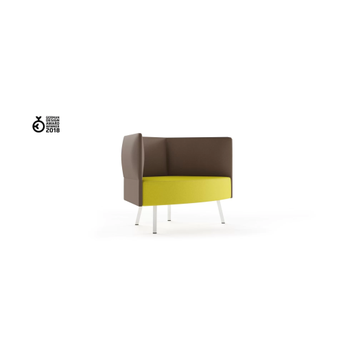 A lounge chair with CUMULUS panels from Narbutas in yellow with dimensions 107x69x78 cm and a backrest height of 42 cm