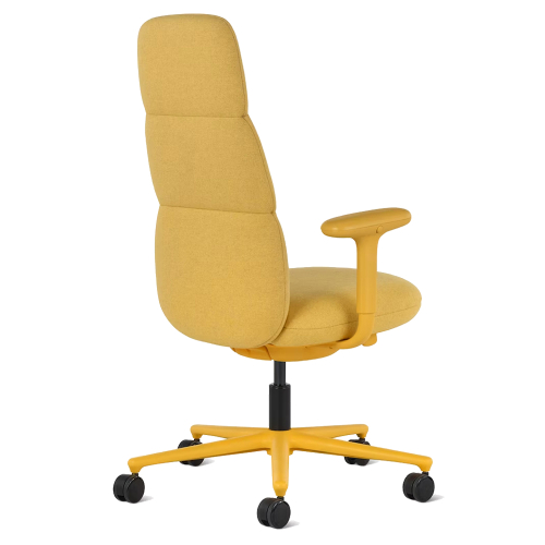 Asari - designer chair with high back on casters, base - white, fabric - yellow, DZLU25-4