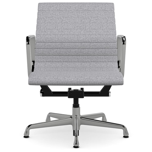 Eames - office chair on casters, medium back, base - polished aluminum, fabric - gray, 8MD04-1