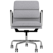 Eames - office chair with soft cushions on castors, middle back, base - polished aluminum, fabric - gray, 8MD04-1