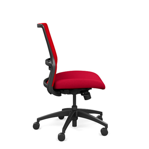 Novo chair by SitOnIt for working from home, red upholstery, black frame, on wheels-1