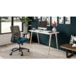 Novo chair by SitOnIt for working from home, red upholstery, black frame, on wheels-9