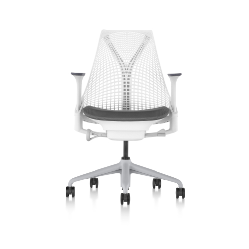 Sayl - office chair, white carcas, grey seat, on castors-4