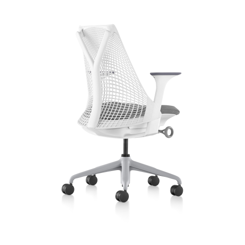 Sayl - office chair, white carcas, grey seat, on castors-2