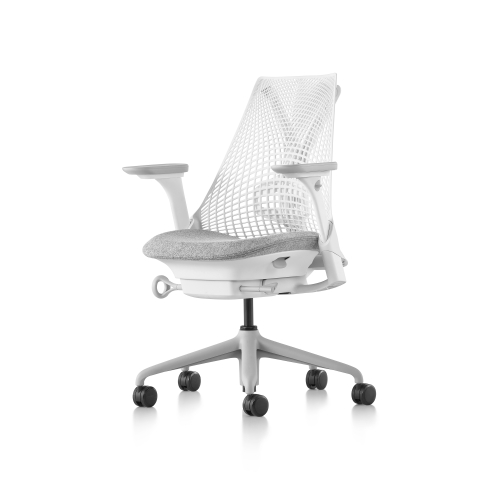 Sayl - office chair, white carcas, grey seat, on castors-1
