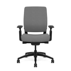 SitOnIt Amplify Executive Chair with Highback Upholstered, Gray Fabric Back and Seat, Black Frame, on Casters