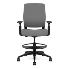 Chair for managers Amplify by SitOnIt with a high upholstered back, back and seat material - gray fabric, black frame, on wheels