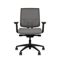 Focus 2.0 executive chair by SitOnIt with medium back, back material - mesh, seat - gray fabric, black frame, on wheels