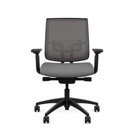 Focus 2.0 executive chair by SitOnIt with medium back, back material - mesh, seat - gray fabric, black frame, on wheels