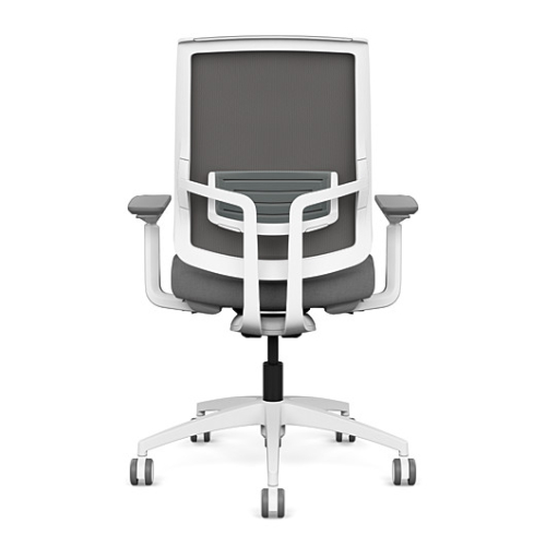 Focus 2.0 Executive Chair by SitOnIt with high back, back material - mesh, seat - gray fabric, white frame, on wheels-2
