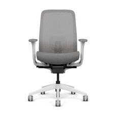 Lavo office chair by SitOnIt with high back, back material - mesh, seat - gray fabric, white frame, on wheels