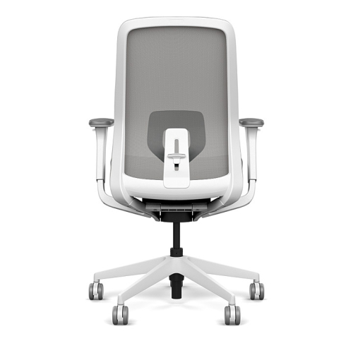 Lavo office chair by SitOnIt with high back, back material - mesh, seat - gray fabric, white frame, on wheels-2