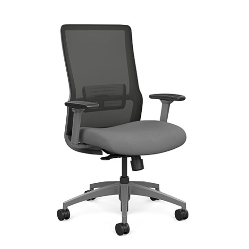 Novo office chair by SitOnIt with high back, back material - mesh, seat - gray fabric, gray frame, on wheels-1