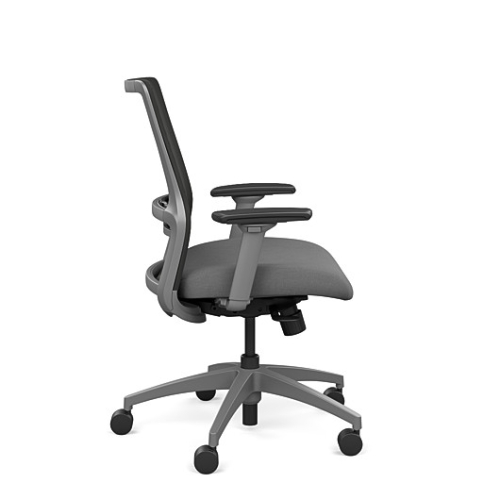 Novo office chair by SitOnIt with medium backrest, backrest material - mesh, seat - grey fabric, grey frame, on wheels-2