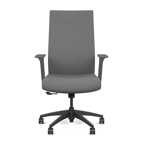 Prava executive chair by SitOnIt with highback, back and seat material - black fabric, grey frame, on wheels
