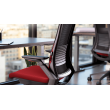 SitOnIt Vectra task chair with high back, mesh back, blue fabric seat, grey frame, on wheels-9