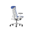 Embody office chair, on castors, white frame, blue fabric, 1HA14-4