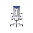 Embody office chair, on castors, white frame, blue fabric, 1HA14-3