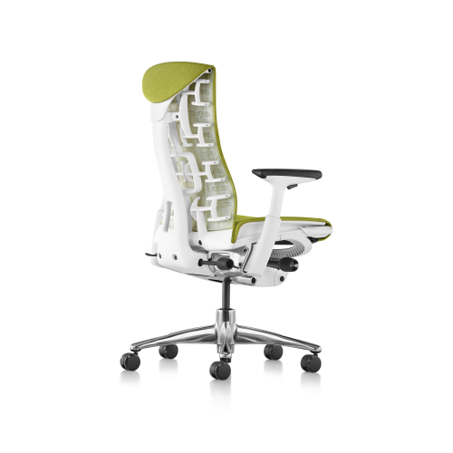 Embody office chair, on castors, white frame, green apple fabric - 1HA10-1