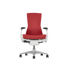 Embody office chair, on castors, white frame, red fabric, 1HA07