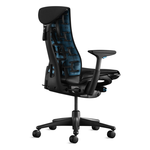 Embody x Logitech Gaming chair 3SY12 CYAN graphite with blue back color + HEADREST-1