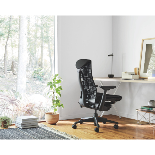 Embody office chair, on castors, graphite frame, dark black fabric, 3513-4
