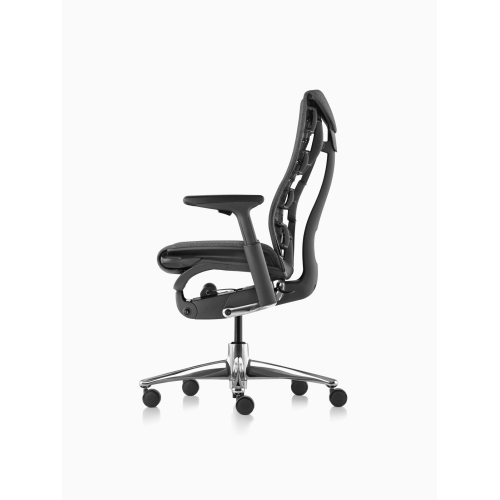 Embody office chair, on castors, graphite frame, dark black fabric, 3513-5