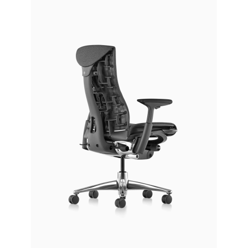 Embody office chair, on castors, graphite frame, dark black fabric, 3513-1