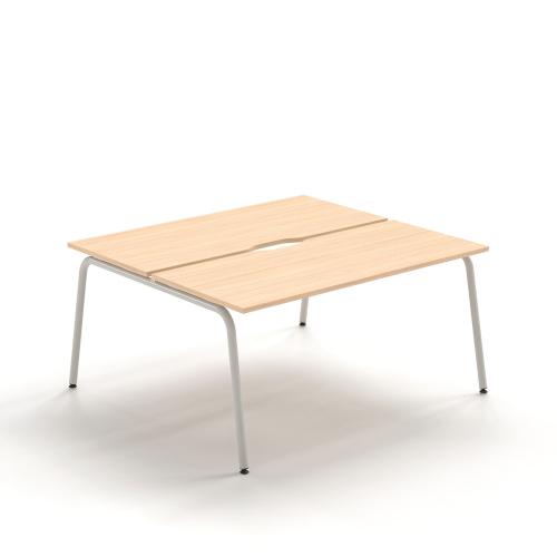 Narbutas ROUND – Office Table, Color Maple with Round Metal Legs, PET felt screens | Functional Work Surface