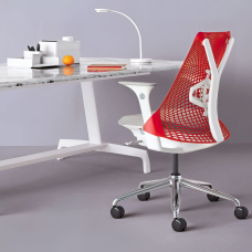 Herman Miller Sayl – Office Chair, Color Red with Aluminum Base, Aesthetic Design and Exceptional Quality | Smooth Mobility