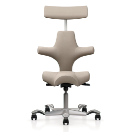9to5 Seating Capisco – Office Chair, Color Beige and Aluminum Base, Adjustable Backrest | Desk Work